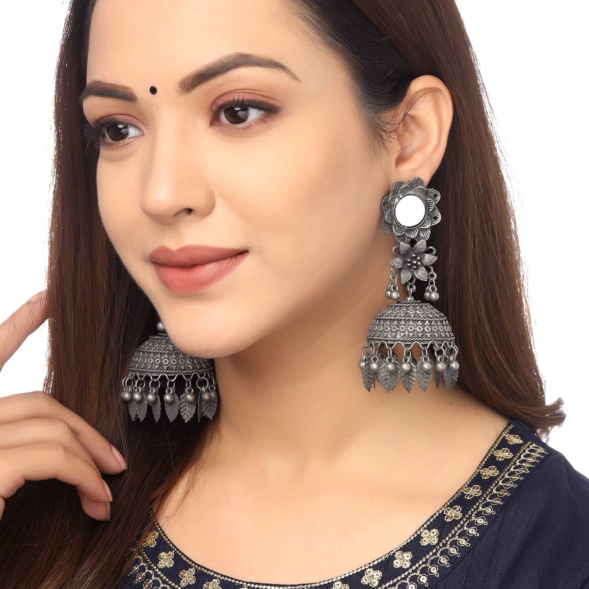 Efulgenz Indian Oxidized Jewellery Boho Hoop Earrings Jhumka Jhumki Dangle  Earrings for Women Girls, Black - Walmart.com